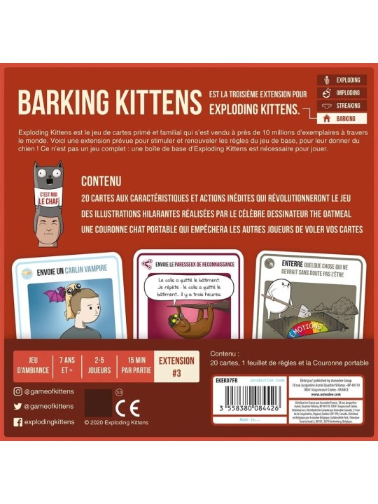 Asmodee - Exploding Kittens extension Barking Kittens (Französische Version)