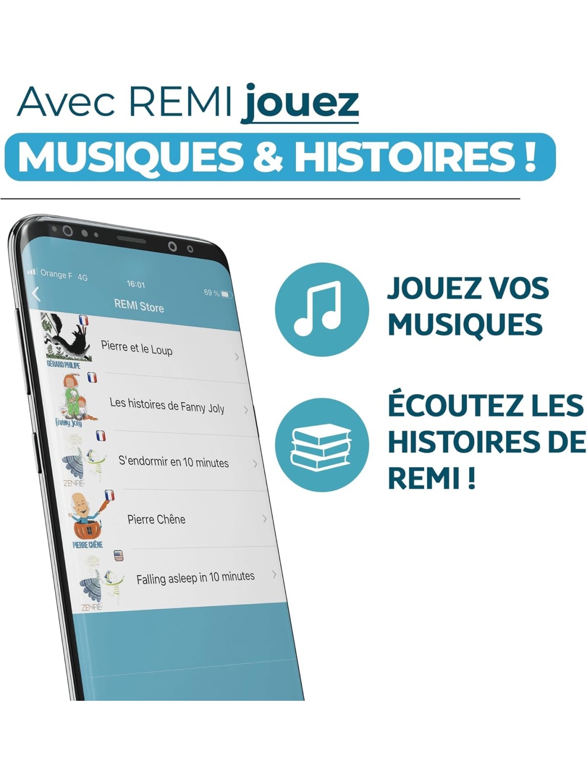 UrbanHello - REMI, réveil intelligent, veilleuse et babyphone multifonctions, bleu