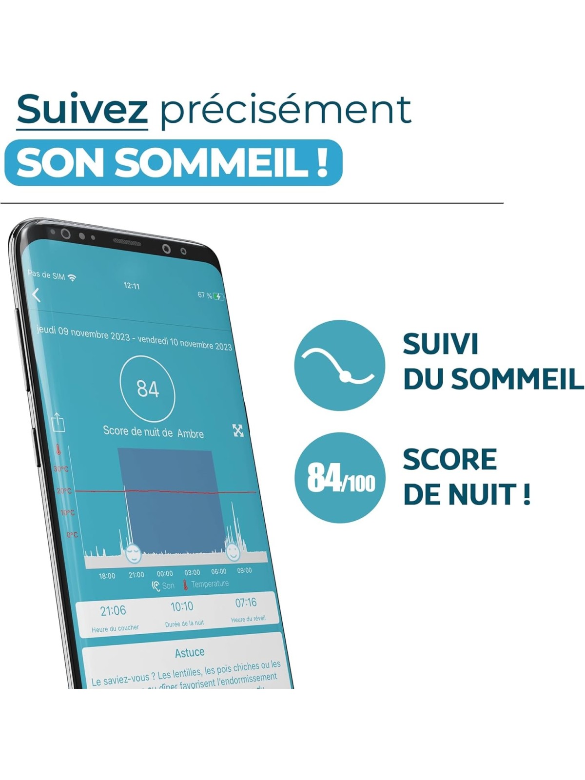 UrbanHello - REMI, réveil intelligent, veilleuse et babyphone multifonctions, bleu