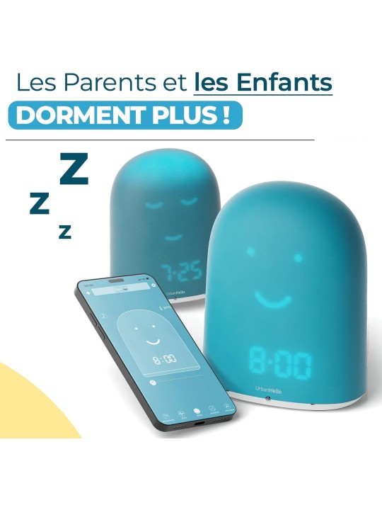 UrbanHello - REMI, réveil intelligent, veilleuse et babyphone multifonctions, bleu