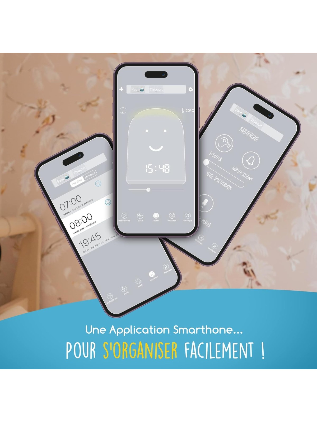 UrbanHello - REMI, réveil intelligent, veilleuse et babyphone multifonctions, gris