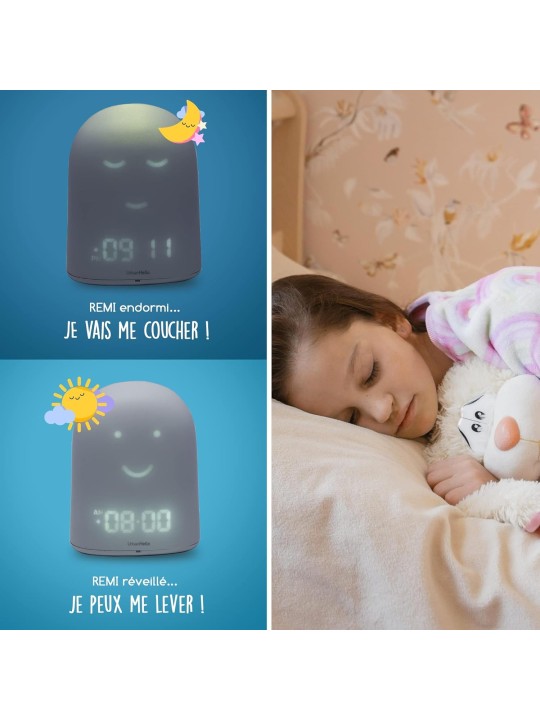 UrbanHello - REMI, intelligenter Wecker, Nachtlicht und Multifunktions-Babyphone, grau