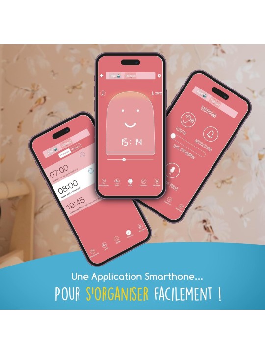 UrbanHello - REMI, réveil intelligent, veilleuse et babyphone multifonctions, rose