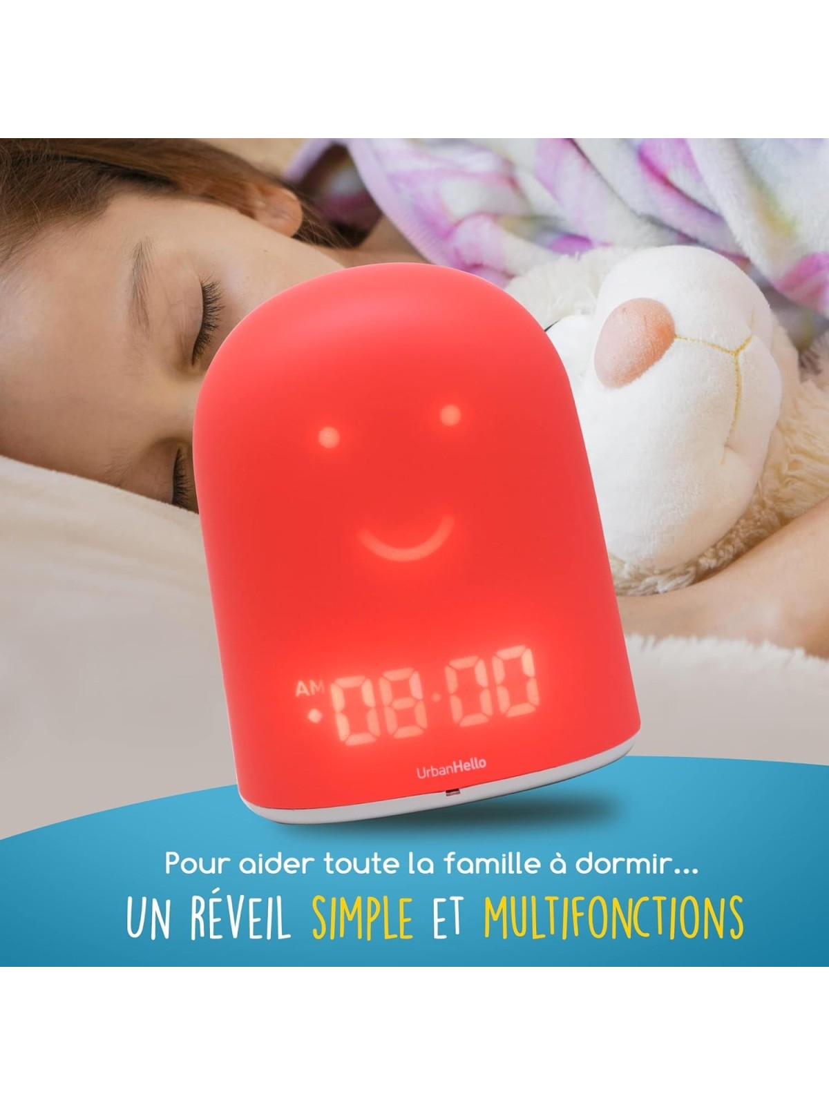 UrbanHello - REMI, smart alarm clock, nightlight and multifunctional baby monitor, pink