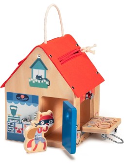 Lilliputiens - Holzhaus mit mehreren Schlössern, Türen und Fenstern