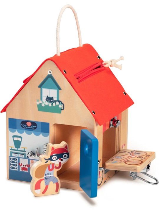 Lilliputiens - Wooden House with Multiple Locks, Doors and Windows