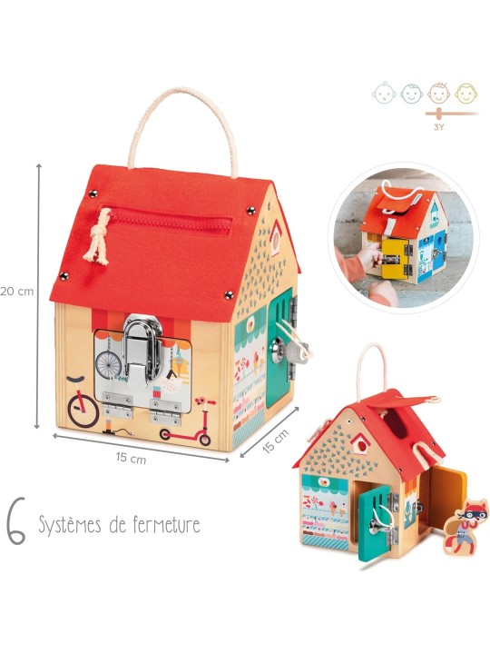 Lilliputiens - Wooden House with Multiple Locks, Doors and Windows